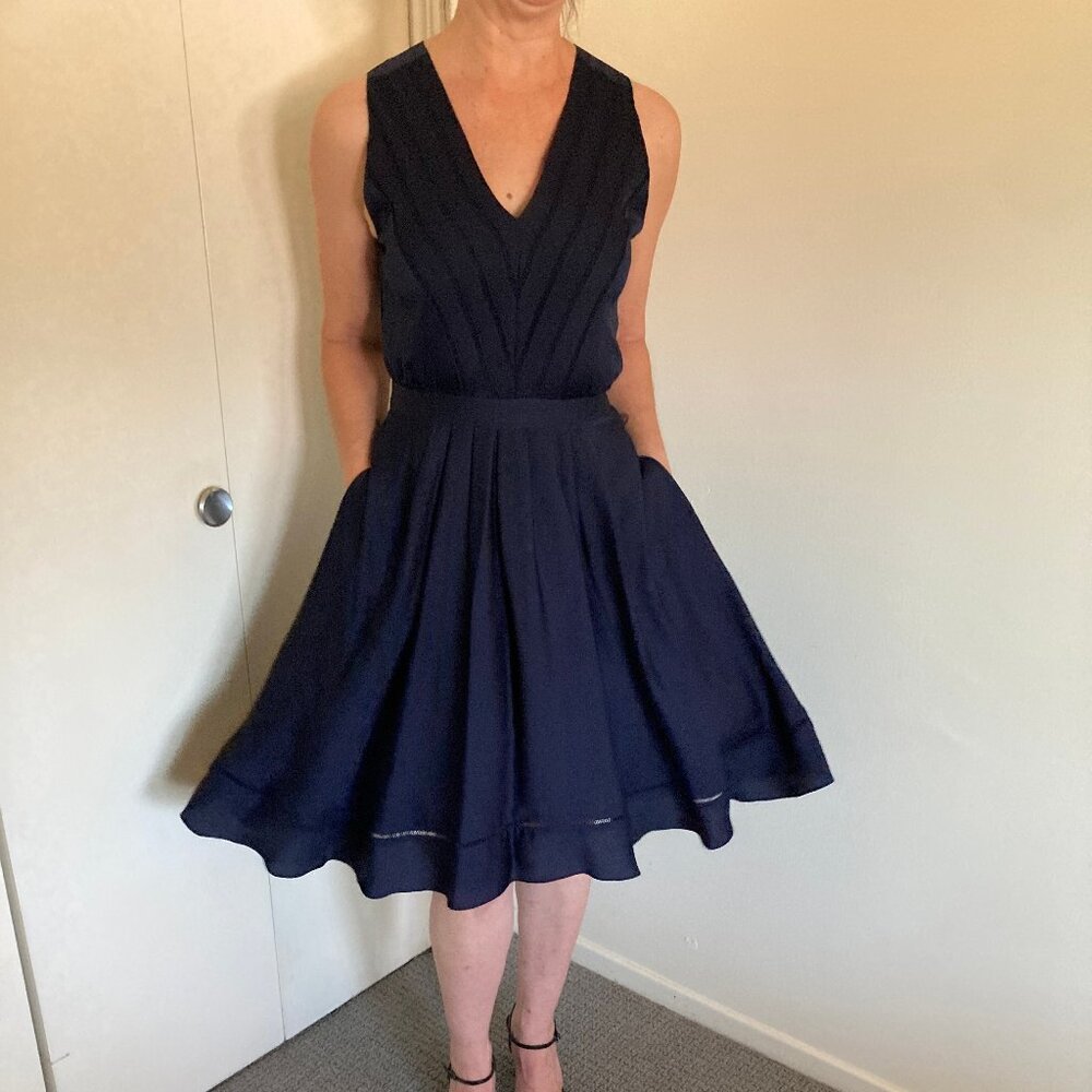 Navy Blue Cocktail Dress with Pockets!